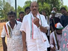 ನಡ ಗ್ರಾಮದಲ್ಲಿ ಮತ ಚಲಾಯಿಸಿದ ಹರೀಶ್ ಕುಮಾರ್