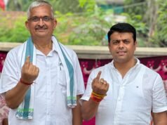 ಶಾಸಕ ಹರೀಶ್ ಪೂಂಜ ಹಾಗೂ ಪ್ರತಾಪಸಿಂಹ ನಾಯಕ್ ಅವರಿಂದ ಮತದಾನ