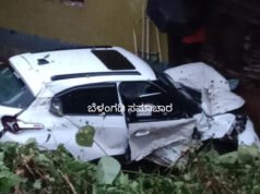 ಸವಣಾಲು; ಮೆನೆ ಮೇಲೆ ಉರುಳಿದ ಕಾರು; ಚಾಲಕ ಅಪಾಯದಿಂದ ಪಾರು