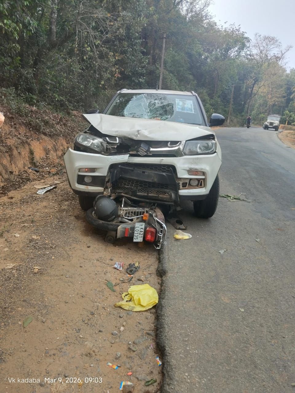 ಧರ್ಮಸ್ಥಳ ಕಾರು ಬೈಕ್ ನಡುವೆ ಅಪಘಾತ ಬೈಕ್ ಸವಾರನಿಗೆ ಗಂಭೀರ ಗಾಯ