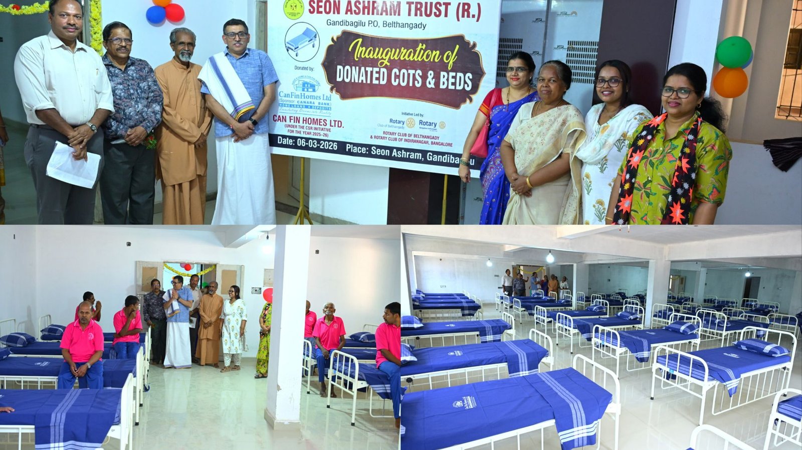 ರೋಟರಿ ಕ್ಲಬ್ ಹಾಗೂ ಕಾನ್ ಫಿನ್ ಹೋಮ್ಸ್ ಲಿಮಿಟೆಡ್ ವತಿಯಿಂದ ಸಿಯೋನ್ ಆಶ್ರಮದ ನಿವಾಸಿಗಳಿಗೆ 135 ಮಂಚಗಳು ಹಾಗೂ ಹಾಸಿಗೆ ಸಾಮಗ್ರಿಗಳ ಕೊಡುಗೆ