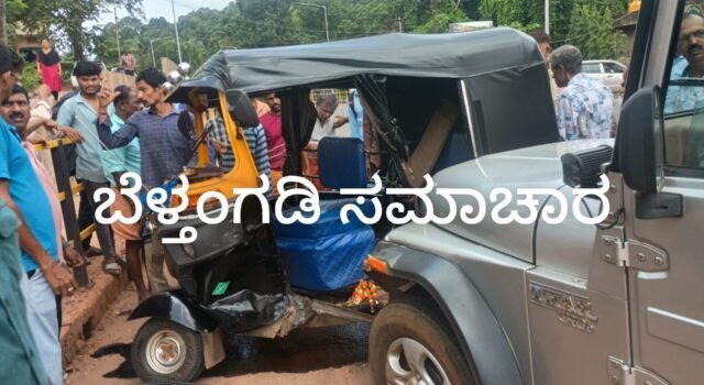 ಬೆಳ್ತಂಗಡಿ; ಮುಂಡಾಜೆ ರಿಕ್ಷಾ ಜೀಪ್ ನಡುವೆ ಅಪಘಾತ ರಿಕ್ಷಾ ಚಾಲಕನಿಗೆ ಗಾಯ