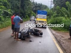 ನೆರಿಯ: ಬೈಕ್ – ಸ್ಕೂಟರ್ ಡಿಕ್ಕಿ:ಸ್ಕೂಟರ್ ಸವಾರನಿಗೆ ಗಂಭೀರ ಗಾಯ