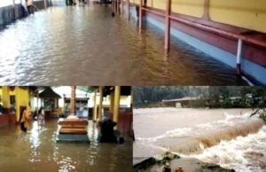 ಭಾರೀ ಮಳೆ ಶಿಶಿಲೇಶ್ವರ ದೇವಸ್ಥಾನದ ಅಂಗಣಕ್ಕೆ ನುಗ್ಗಿದ ನೀರು