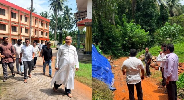 ಮಳೆಯಿಂದ ಹಾನಿಗೀಡಾದ ಬಿಷಪ್ ಹೌಸ್, ಮುಂಡಾಜೆ ಚರ್ಚ್ ಗೆ ಶಾಸಕ ಹರೀಶ್ ಪೂಂಜ ಭೇಟಿ
