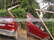 ಚಿಬಿದ್ರೆ ವಿದ್ಯುತ್ ಕಂಬಕ್ಕೆ ಕಾರು ಡಿಕ್ಕಿ